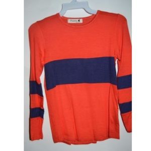 Girl's Orange Navy Blue Long Sleeve Shirt Tunic